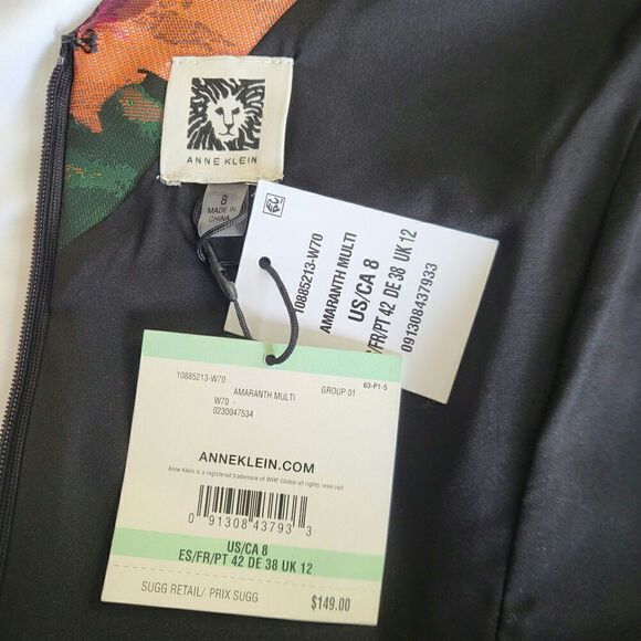 NWT ANNE KLEIN V-neck Textured Floral Sheath Dress Size 8 - Picture 7 of 12